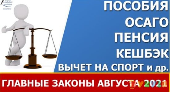 Главные законы августа 2021: выплата пособий, ОСАГО, пенсии и т.д.