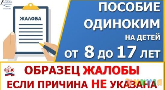 Пособие от 8 до 17 лет. Образец жалобы, если ПФР не указал причину отказа