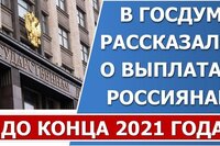 В Госдуме рассказали о выплатах россиянам до конца 2021 года и будет ли предновогодняя пенсия