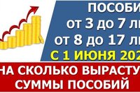 На сколько ПОВЫСЯТ суммы пособий от 3 до 7 лет и от 8 до 17 лет с 1 ИЮНЯ 2022 года по всем регионам, с увеличение прожиточных минимумов (ПМ) на 10%